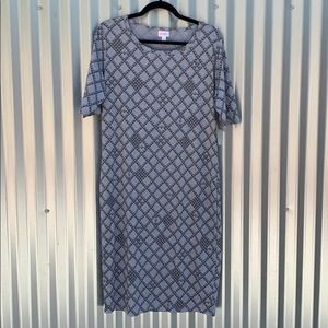 NWT Lularoe Julia Grey Print Day Dress 2XL